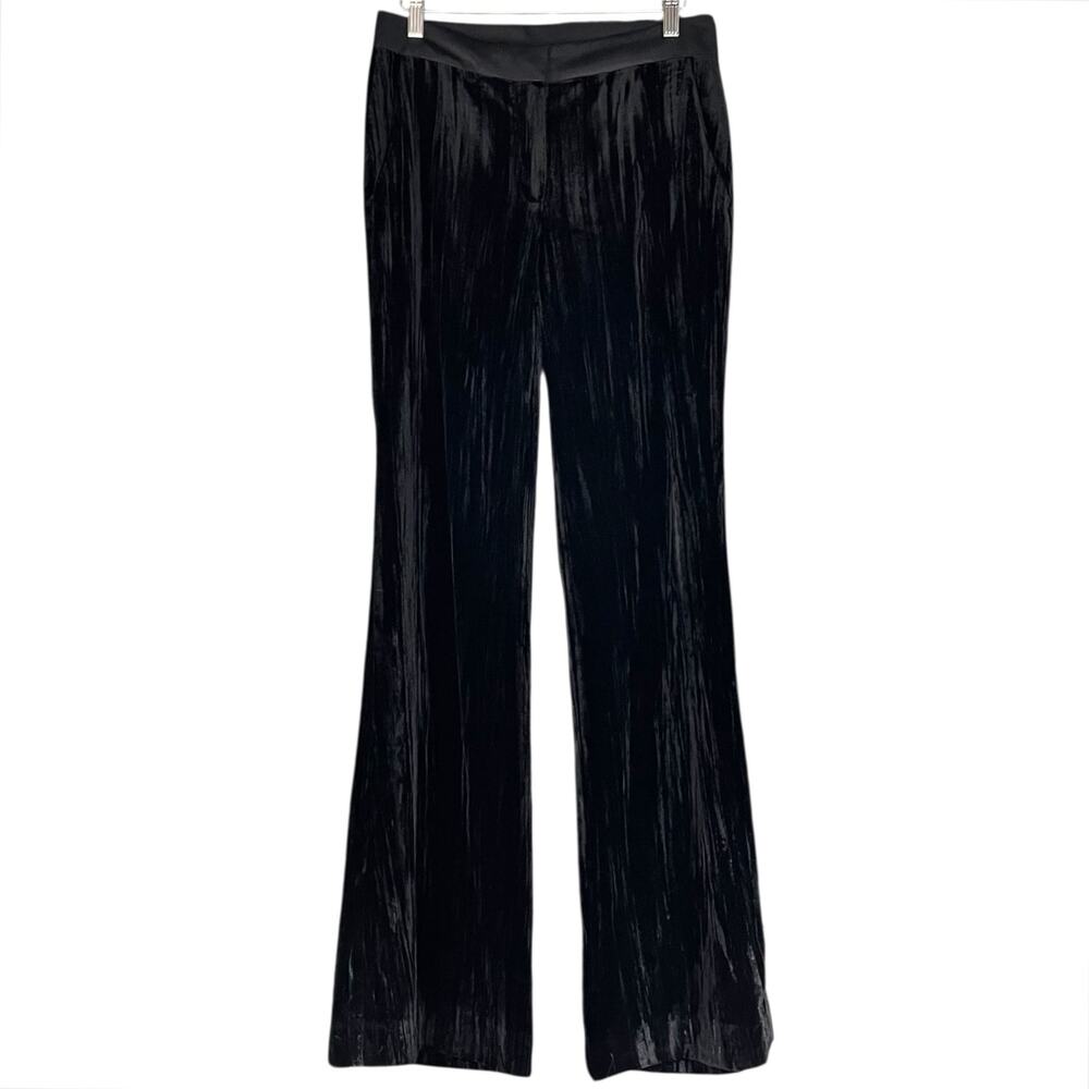 GILNER FARRAR NWT Brielle Black Crinkled Velvet Flared Dress Pants Size 2